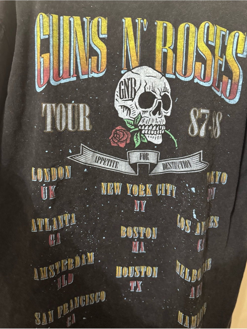 Vintage Guns N' Roses Concert Band Tour Tee Shirt , 87-88, Unisex